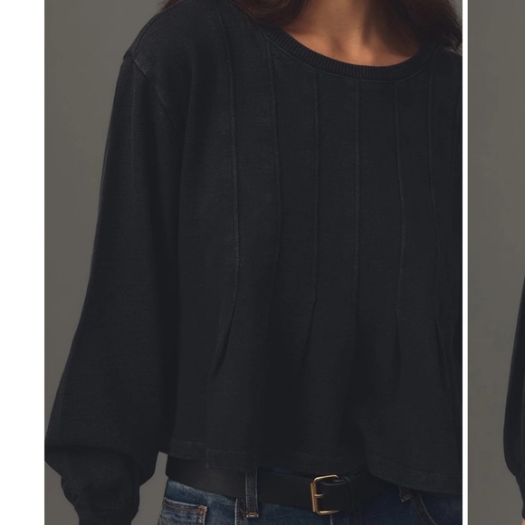 Pilcro Anthropologie Box-Pleated black gray Sweatshirt Top size XS - Picture 2 of 8